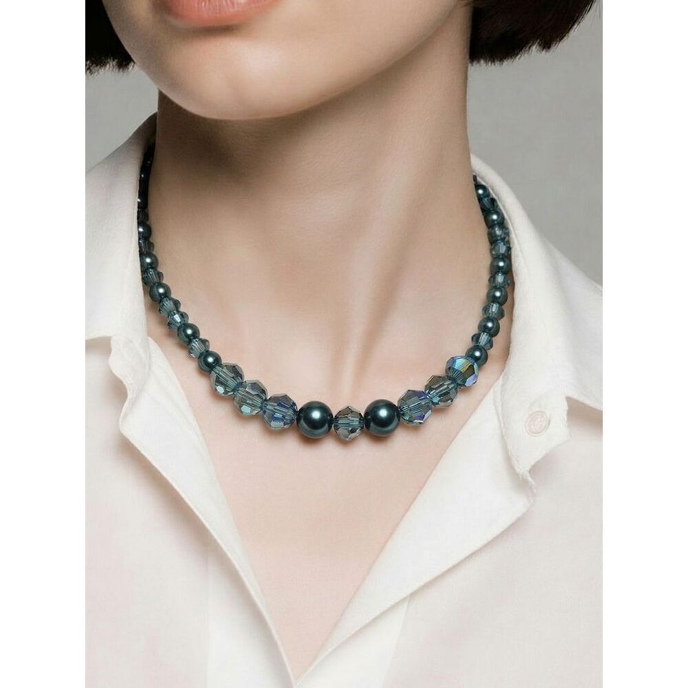 Austrian Crystal Montana Blue Clasp Closure Necklace 18"